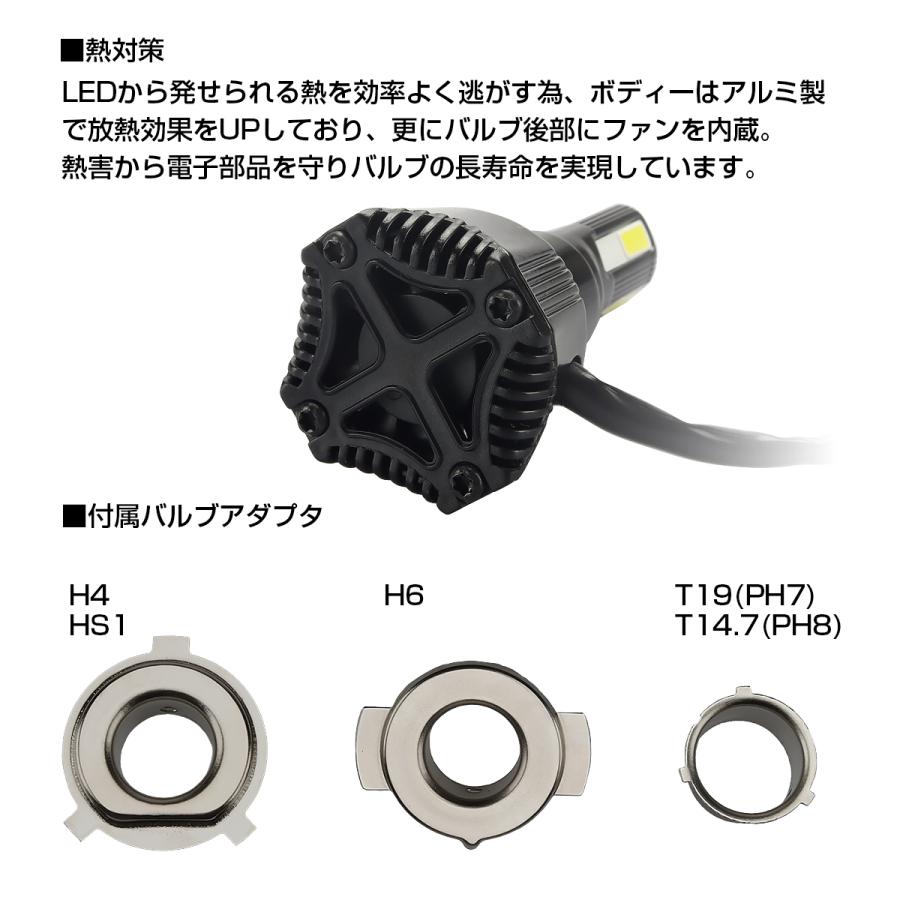 バイク用 AC12V(交流対応) LEDヘッドライト バルブ Hi/Lo切替 6500K