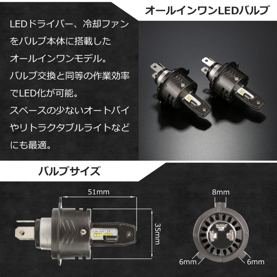 H4 LED ヘッドライト バルブ Hi/Lo切替 6500K ホワイト カットライン