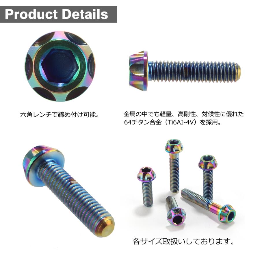 チタンボルト M6×25mm P1.0 カッティングテーパーヘッド キャップボルト 六角穴付き 焼きチタンカラー 1個 JA047 | TECHーMASTER | 02