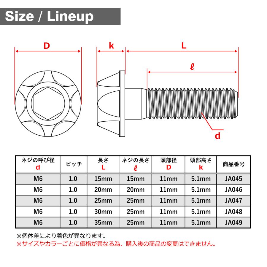 チタンボルト M6×35mm P1.0 カッティングテーパーヘッド キャップボルト 六角穴付き 焼きチタンカラー 1個 JA049 | TECHーMASTER | 01