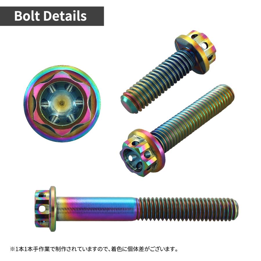 チタンボルト M6×25mm P1.0 ホールヘッド 六角ボルト フランジ付 チタンカラー 1個 JA055 | TECHーMASTER | 02