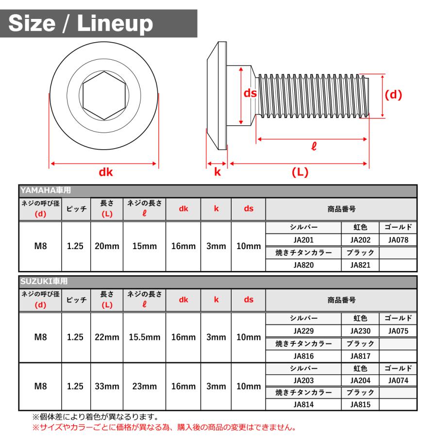 64チタン ブレーキディスク ローター ボルト M8×33mm P1.25