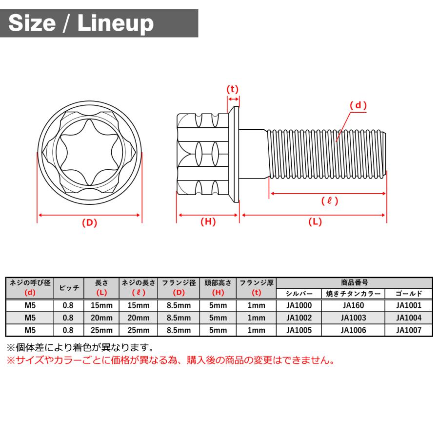 チタンボルト M5×20mm  P0.8 フランジ付き六角ボルト T型 トルクス穴付き ヘキサゴン デザイン シルバー 1個 JA1002 | TECHーMASTER | 01