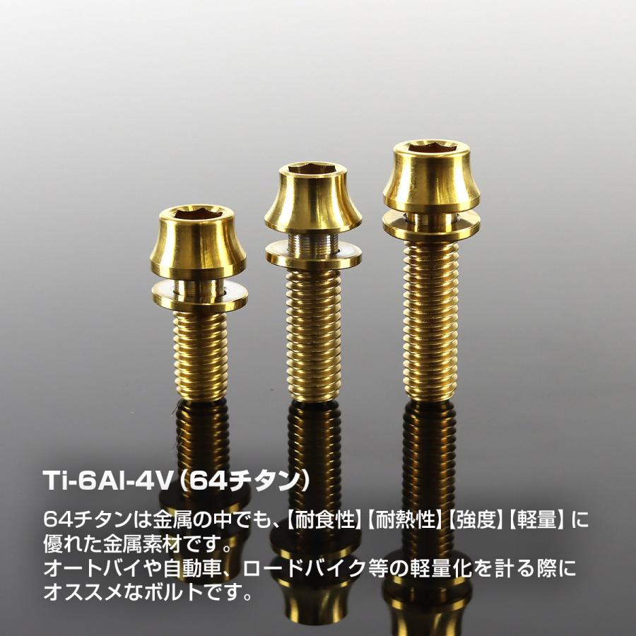 チタンボルト M5×18mm P0.8 ワッシャー組込 ステムボルト 六角穴付き ゴールドカラー 1個 JA1010 | TECHーMASTER | 01
