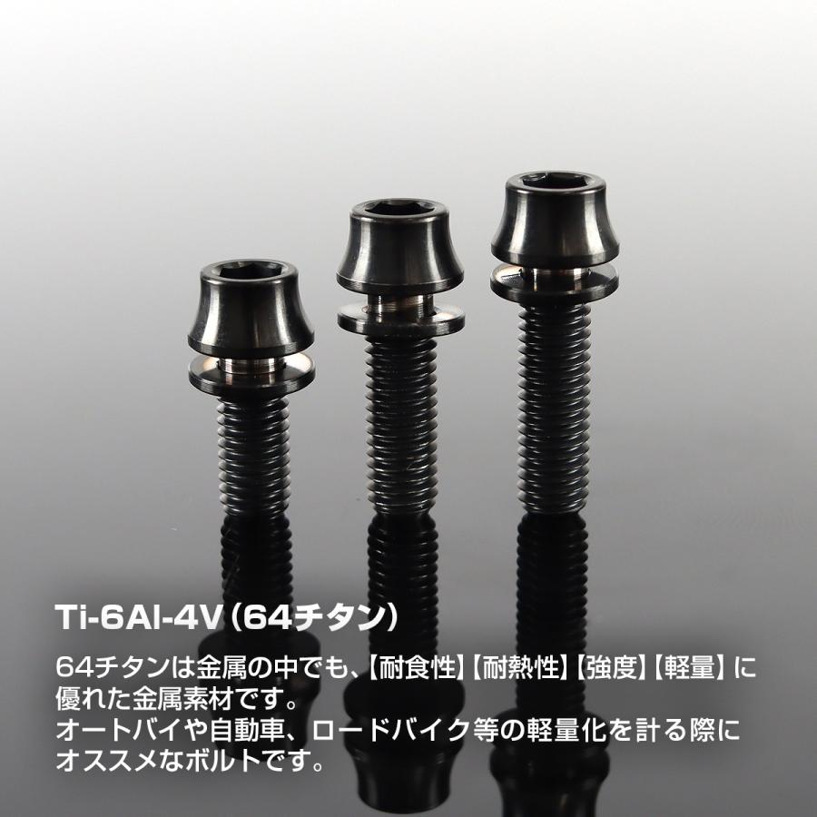 チタンボルト M5×18mm P0.8 ワッシャー組込 ステムボルト 六角穴付き ブラック 1個 JA1011 | TECHーMASTER | 01