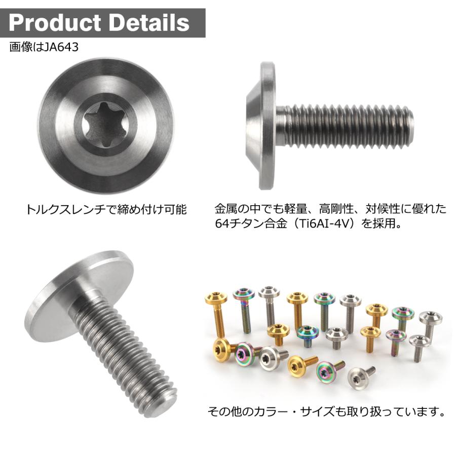 チタンボルト M4×15mm P0.7 トルクス穴 フランジ付き ボタンボルト シルバーカラー 素地 1個 JA1012 | TECHーMASTER | 02