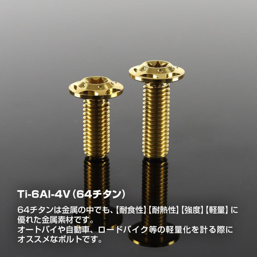 M8×35 の金ボルト チタンボルト M8×35mm P1.25 トルクス穴 キャップボルト ローヘッド