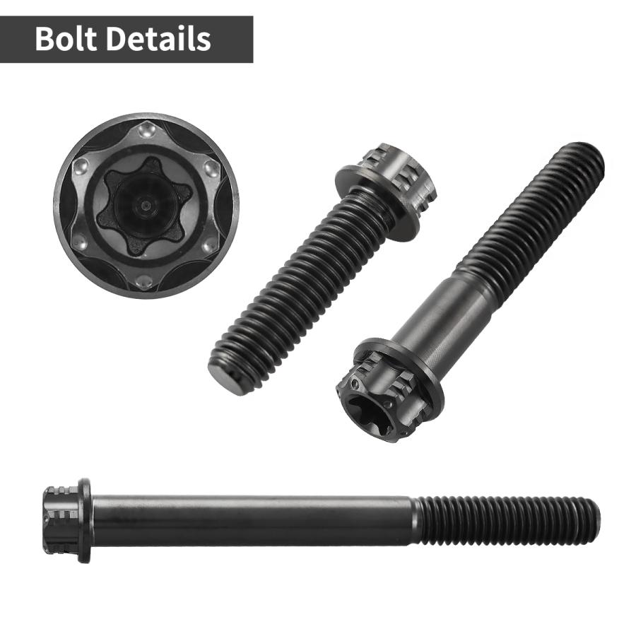 チタンボルト M8×16mm P1.25 フランジ付き六角ボルト T型 トルクス穴付き ヘキサゴン デザイン ブラック 1個 JA1183 | TECHーMASTER | 02