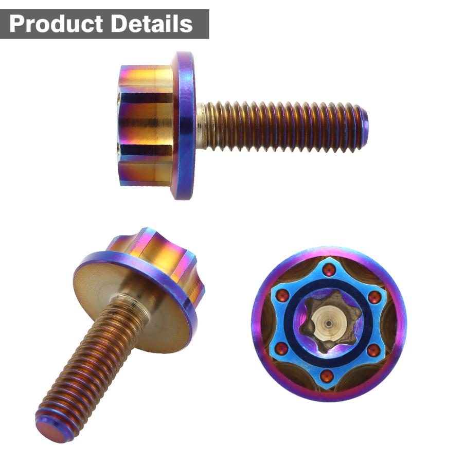 チタンボルト M6×20mm P1.0 トルクス穴 ワイドフランジ付き 六角ボルト 焼きチタンカラー 1個 JA1237 | TECHーMASTER | 02