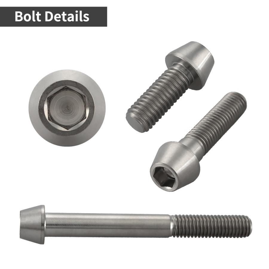 チタンボルト M8×30mm P1.25 テーパーヘッド 六角穴付き キャップボルト シルバーカラー JA126 | TECHーMASTER | 02