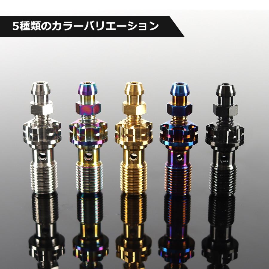 バンジョーボルト 64チタン M10 P1.0 エアブリード ニップル付 シングル シルバーカラー JA1302 | TECHーMASTER | 03