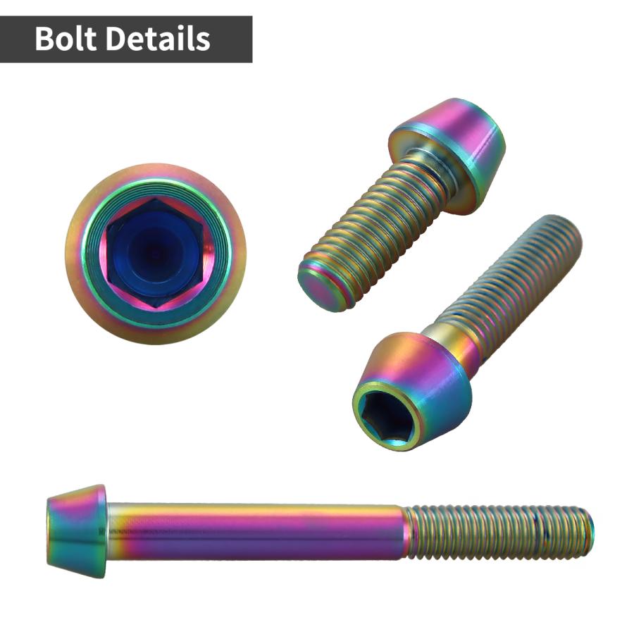 チタンボルト M8×35mm P1.25 テーパーヘッド 六角穴付き キャップボルト チタンカラー レインボー JA134 | TECHーMASTER | 02