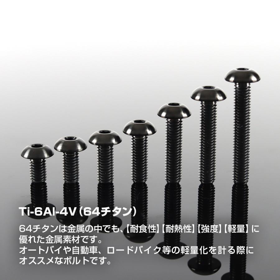 ブラック 六角穴付きボルト 4個セット チタンボルト M5×20mm P0.8 トラスヘッド 六角穴付き ブラック 1
