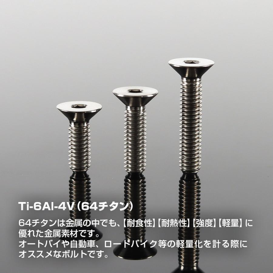 チタンボルト M4×20mm P0.7 皿ボルト 六角穴付き キャップボルト シルバーカラー 1個 JA1485 | TECHーMASTER | 01