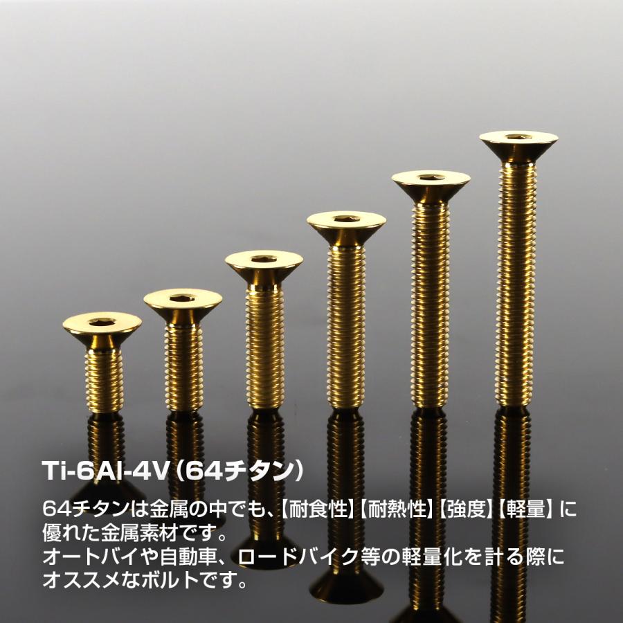 チタンボルト M5×15mm P0.8 皿ボルト 六角穴付き キャップボルト ゴールドカラー 1個 JA1502 | TECHーMASTER | 01