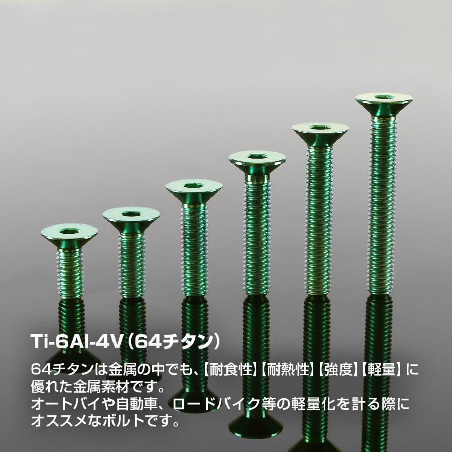 チタンボルト M5×20mm P0.8 皿ボルト 六角穴付き キャップボルト グリーン 1個 JA1507 | TECHーMASTER | 01