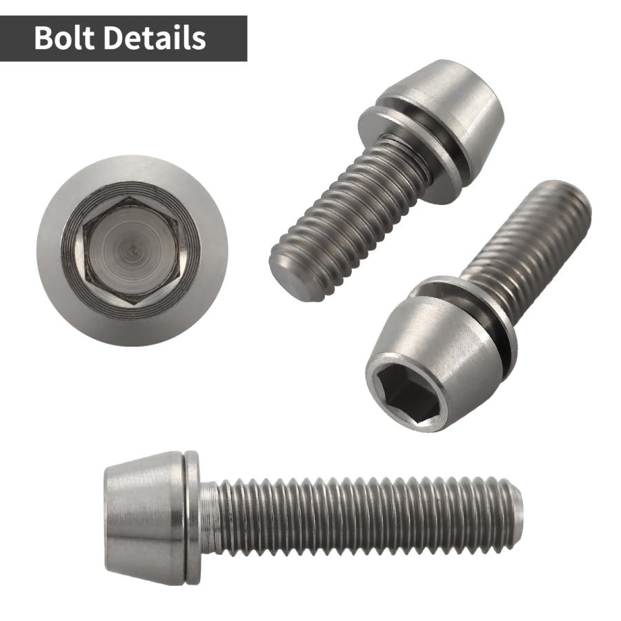 チタンボルト M6×18mm P1.0 ワッシャー組込 キャップボルト 六角穴付き シルバーカラー 1個 JA152 | TECHーMASTER | 02