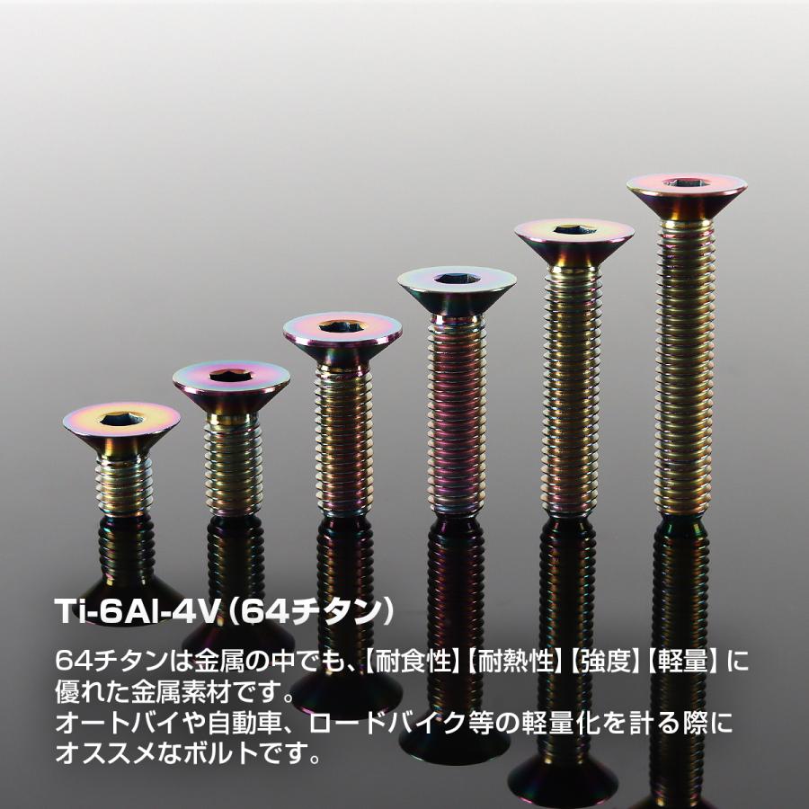チタンボルト M6×15mm P1.0 皿ボルト 六角穴付き キャップボルト レインボーカラー 1個 JA1545 | TECHーMASTER | 01