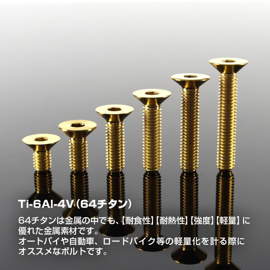 チタンボルト M6×35mm P1.0 皿ボルト 六角穴付き キャップボルト ゴールドカラー 1個 JA1572 | TECHーMASTER | 01