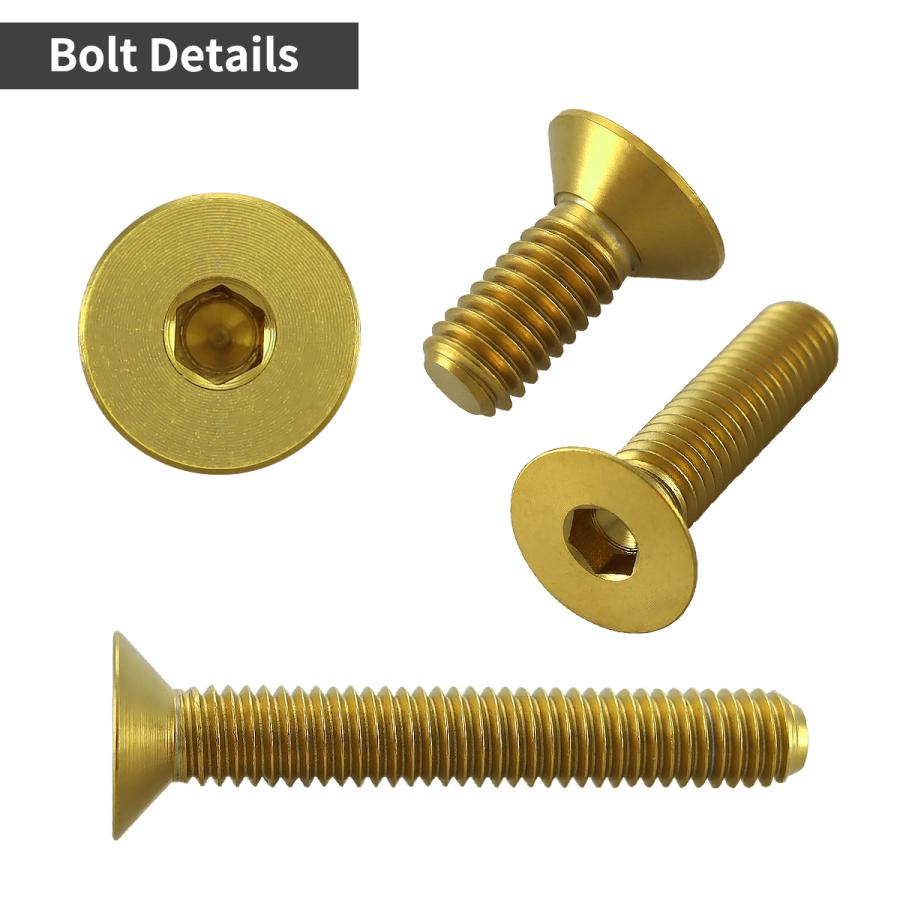チタンボルト M6×35mm P1.0 皿ボルト 六角穴付き キャップボルト ゴールドカラー 1個 JA1572 | TECHーMASTER | 02