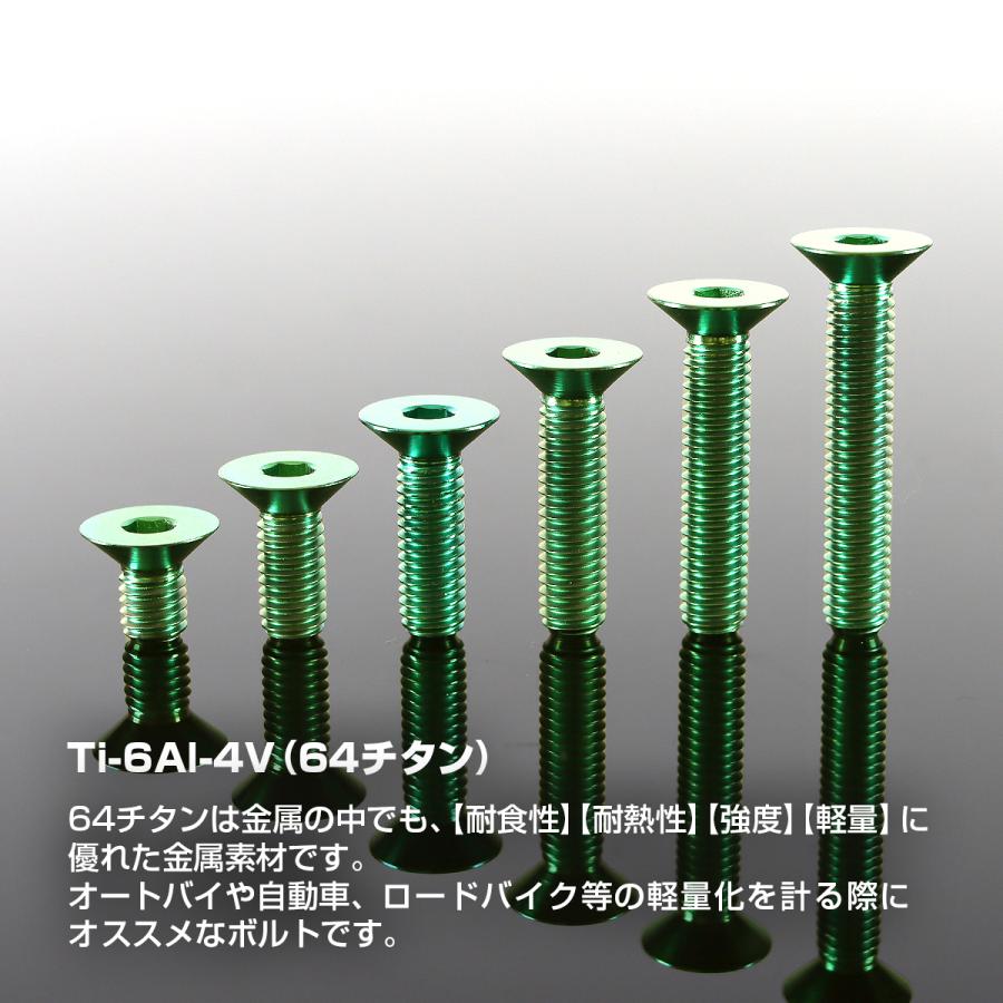 チタンボルト M6×40mm P1.0 皿ボルト 六角穴付き キャップボルト グリーン 1個 JA1577 | TECHーMASTER | 01