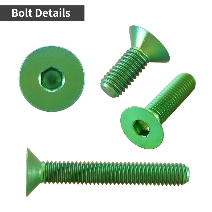 チタンボルト M6×40mm P1.0 皿ボルト 六角穴付き キャップボルト グリーン 1個 JA1577 | TECHーMASTER | 02
