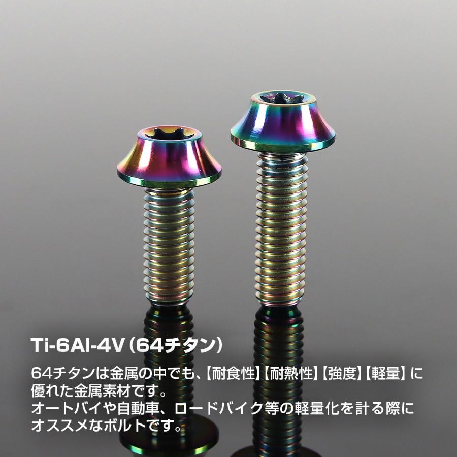 チタンボルト M6×16mm P1.0 湾曲テーパーヘッド トルクス穴 キャップボルト レインボーカラー JA1707 | TECHーMASTER | 01