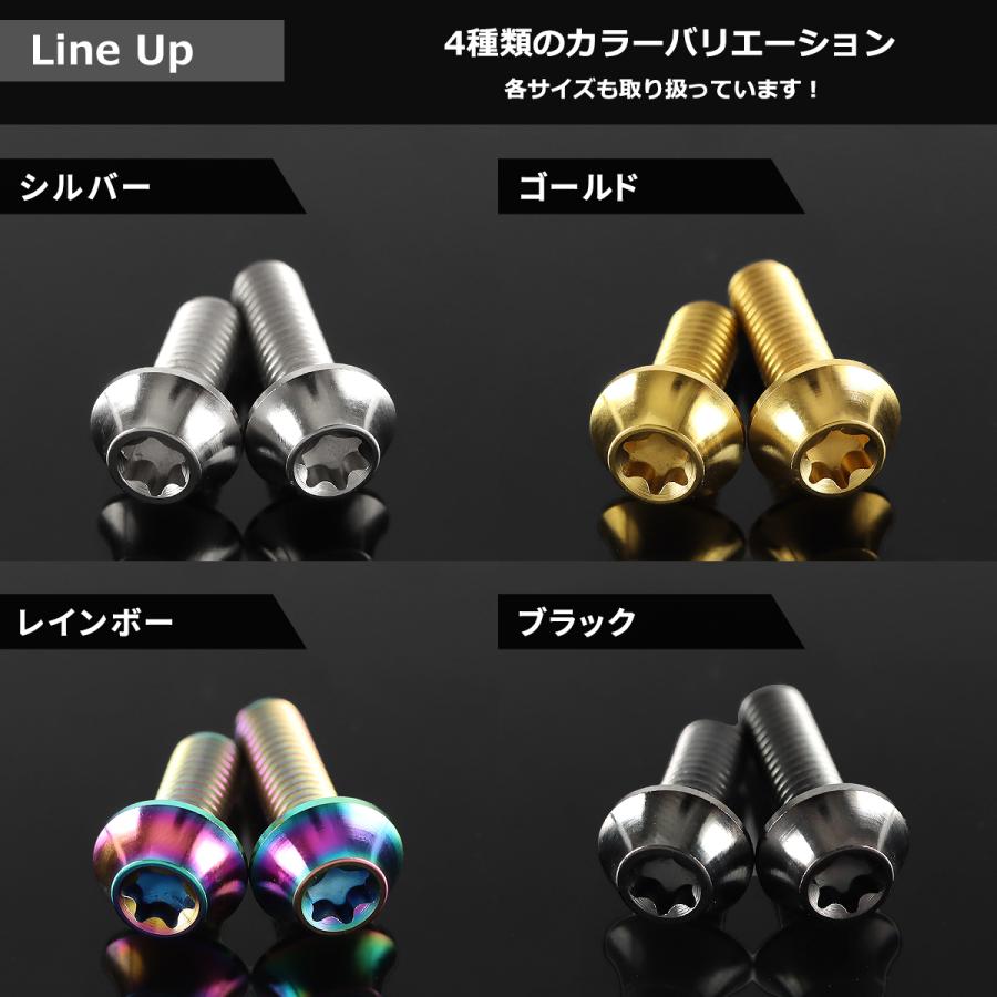 チタンボルト M6×16mm P1.0 湾曲テーパーヘッド トルクス穴 キャップボルト レインボーカラー JA1707 | TECHーMASTER | 04