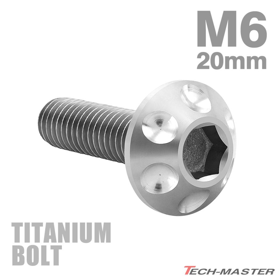 チタンボルト M6×20mm P1.0 頭部径14mm ボタンボルト 六角穴 ワイドフランジ シルバーカラー 1個 JA180 | TECHーMASTER