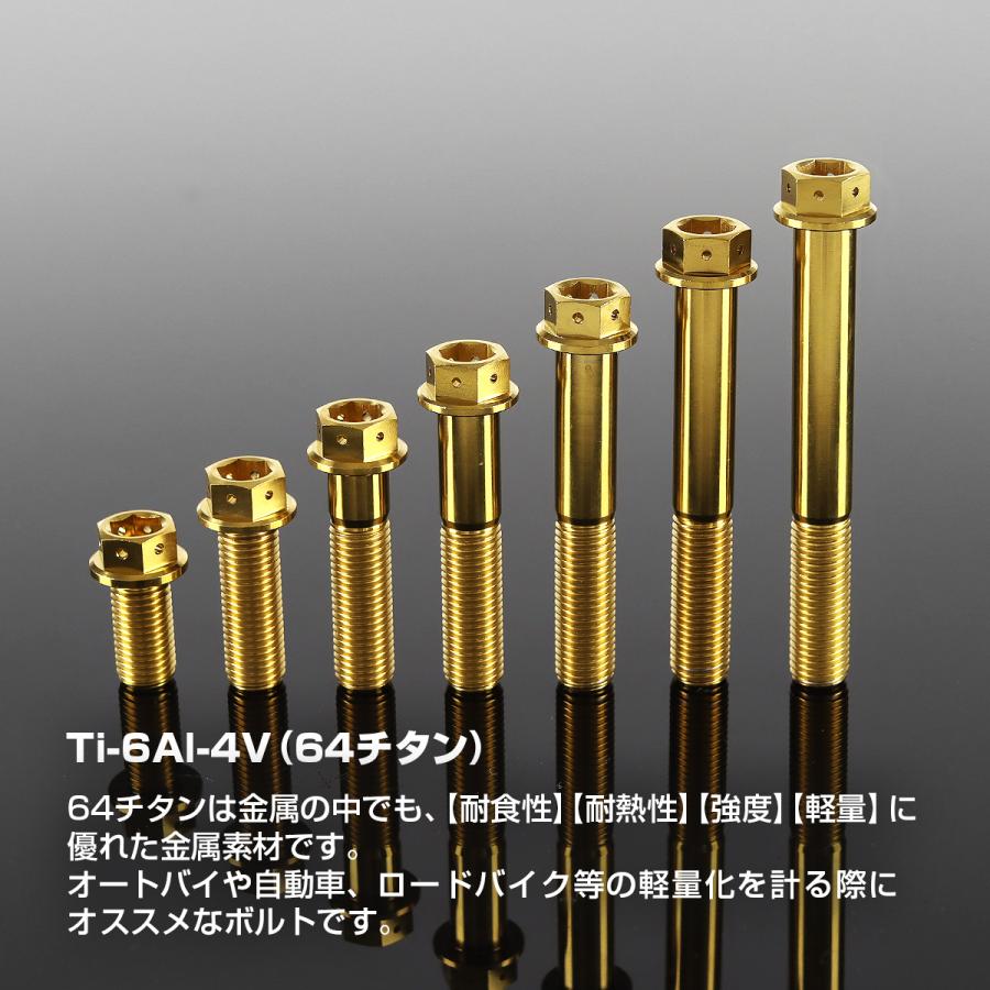 チタンボルト M10×20mm P1.25 六角ボルト フランジ付き キャップボルト ゴールドカラー 1個 JA1802 | TECHーMASTER | 01