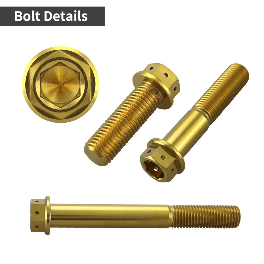 チタンボルト M10×20mm P1.25 六角ボルト フランジ付き キャップボルト ゴールドカラー 1個 JA1802 | TECHーMASTER | 02