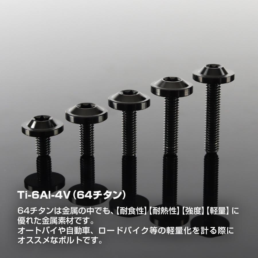 チタンボルト M6×20mm P1.0 トルクス穴 フランジ付き ボタンボルト ブラック 1個 JA1845 | TECHーMASTER | 01