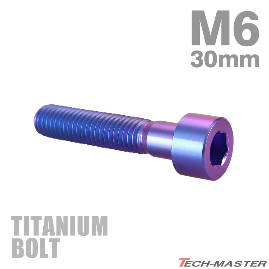 チタンボルト M6×30mm P1.0 ストレートキャップボルト スリムヘッド 六角穴付き パープルブルー 1個 JA1946 | TECHーMASTER