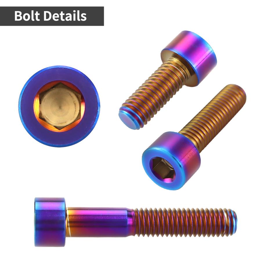 チタンボルト M8×20mm P1.25 ストレートキャップボルト スリムヘッド 六角穴付き 焼きチタンカラー 1個 JA2003 | TECHーMASTER | 02