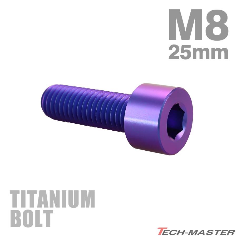 チタンボルト M8×25mm P1.25 ストレートキャップボルト スリムヘッド 六角穴付き パープルブルー 1個 JA2006 | TECHーMASTER