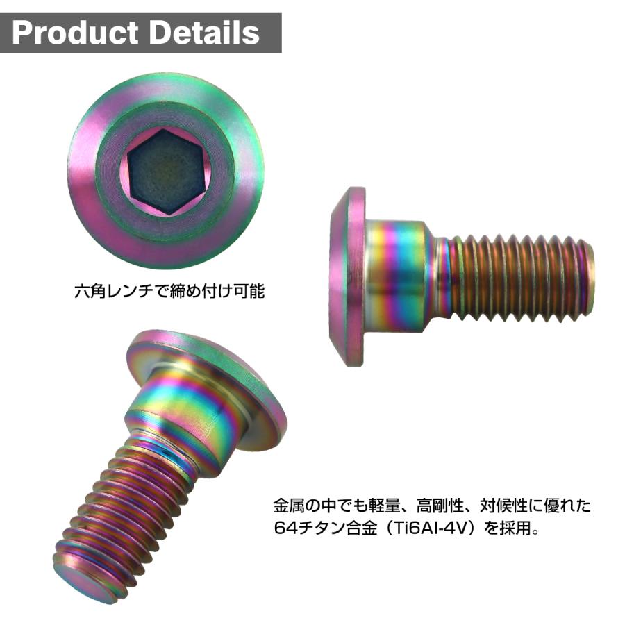 64チタン ブレーキディスク ローター ボルト M8×20mm P1.25 ヤマハ車用 YAMAHA 焼きチタンカラー 虹色 JA202 | TECHーMASTER | 01