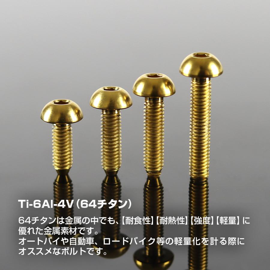 チタンボルト M3×8mm P0.5 トラスヘッド 六角穴付き ボタンボルト ゴールドカラー 1個 JA2044｜tmst｜02