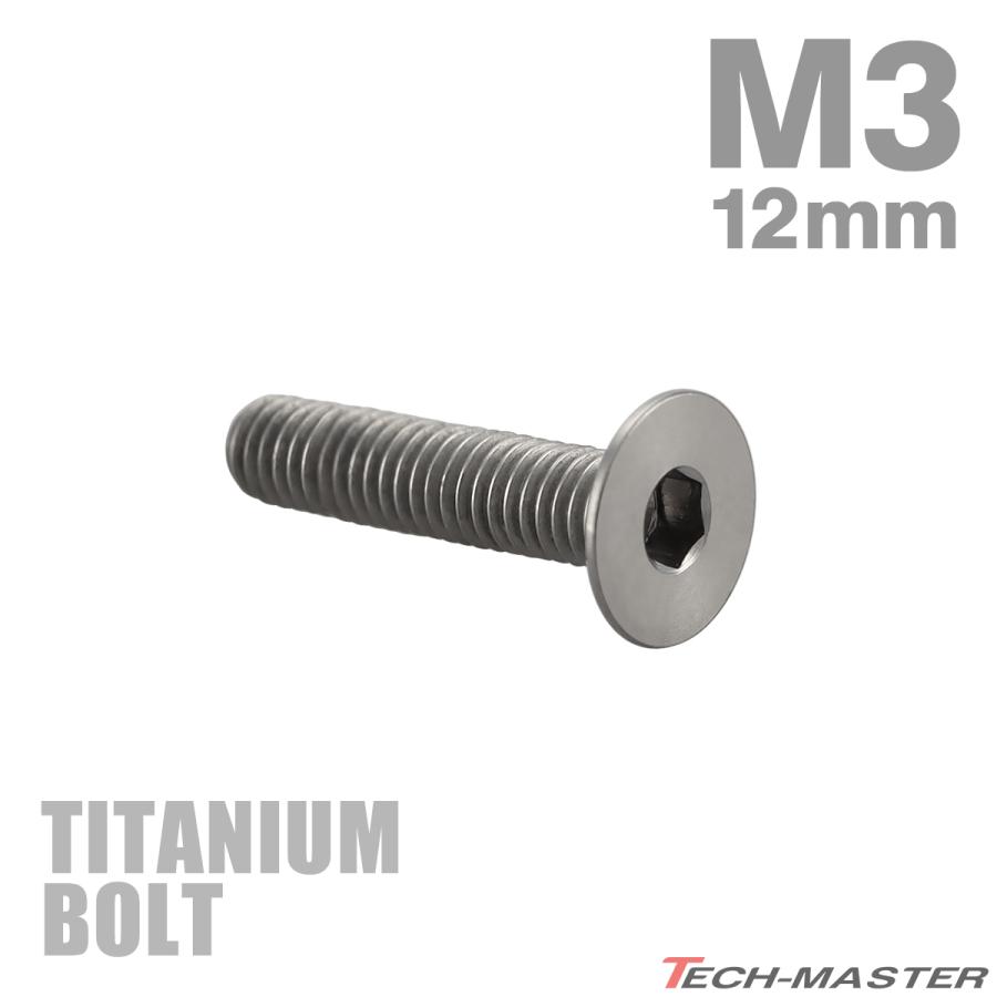 チタンボルト M3×12mm P0.5 皿ボルト 六角穴付き キャップボルト シルバーカラー 1個 JA2071 | TECHーMASTER