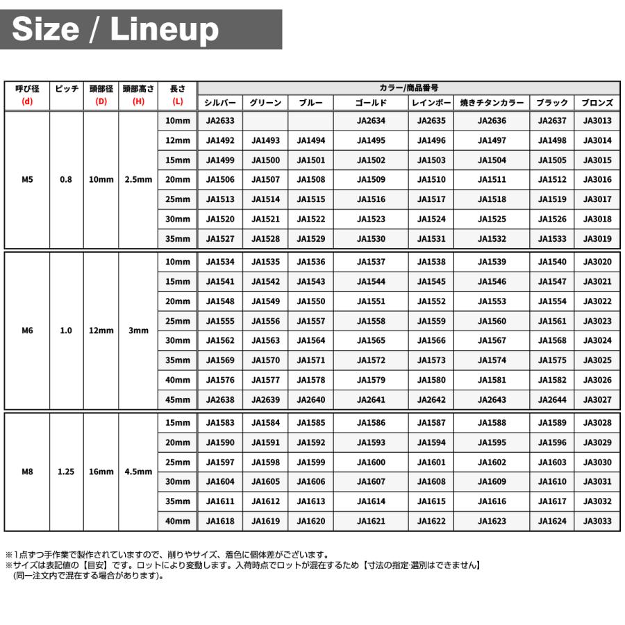 チタンボルト M3×12mm P0.5 皿ボルト 六角穴付き キャップボルト ゴールドカラー 1個 JA2072 | TECHーMASTER | 05