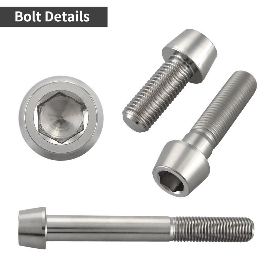チタンボルト M10×20mm P1.25 テーパーヘッド 六角穴付き キャップボルト シルバーカラー JA2111 | TECHーMASTER | 02