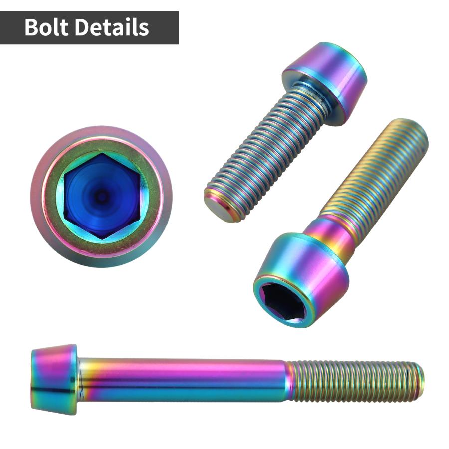 チタンボルト M10×20mm P1.25 テーパーヘッド 六角穴付き キャップボルト チタンカラー レインボー JA2113 | TECHーMASTER | 02