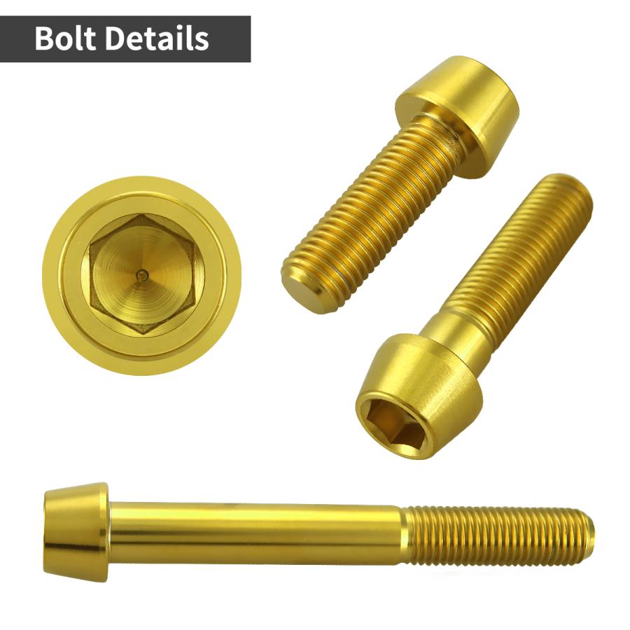 チタンボルト M10×45mm P1.25 テーパーヘッド 六角穴付き キャップボルト ゴールドカラー JA2132 | TECHーMASTER | 02