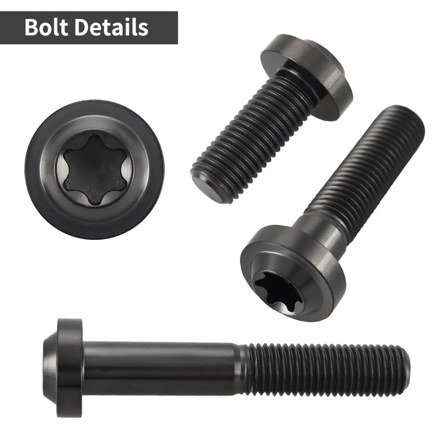 チタンボルト M10×20mm P1.25 トルクス穴 フランジ付き ボタンボルト チタンカラー ブラック 1個 JA2178 | TECHーMASTER | 02