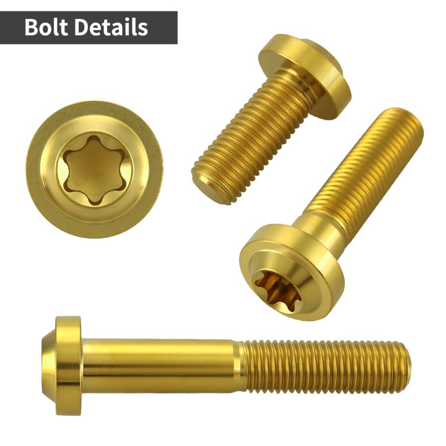 チタンボルト M10×35mm P1.25 トルクス穴 フランジ付き ボタンボルト ゴールドカラー 1個 JA2188 | TECHーMASTER | 02