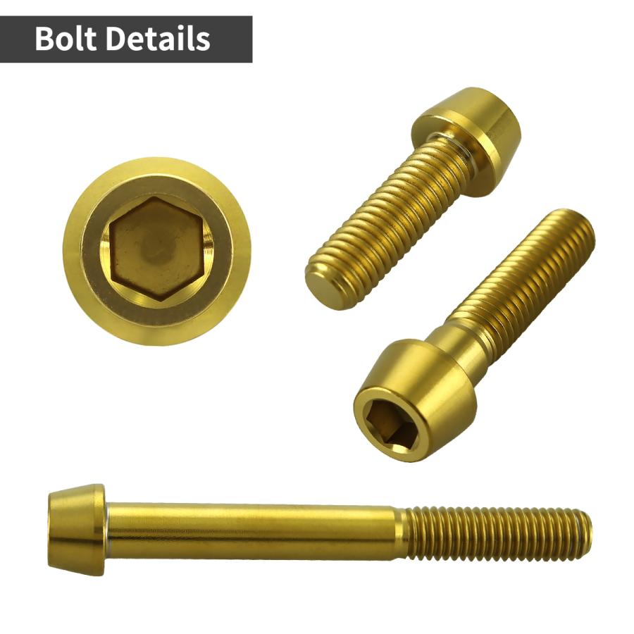 チタンボルト M8×70mm P1.25 テーパーヘッド 六角穴付き キャップボルト ゴールドカラー JA2216 | TECHーMASTER | 02