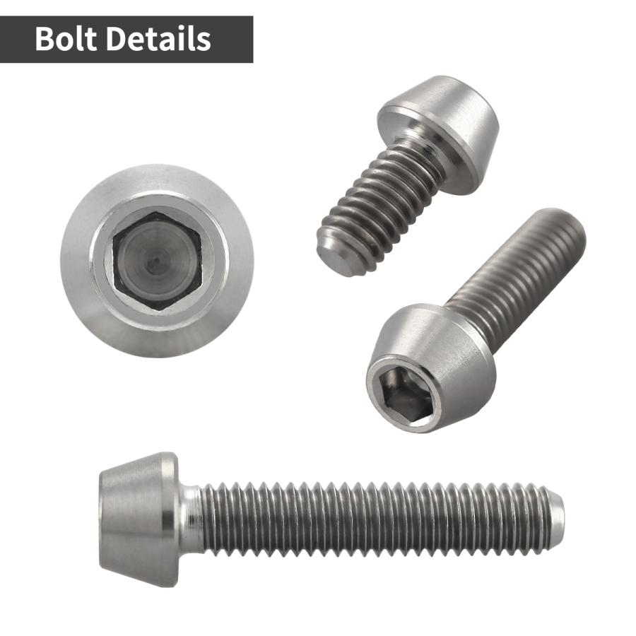 チタンボルト M4×12mm P0.7 テーパーヘッド 六角穴付き キャップボルト シルバーカラー 素地 1個 JA2227 | TECHーMASTER | 02