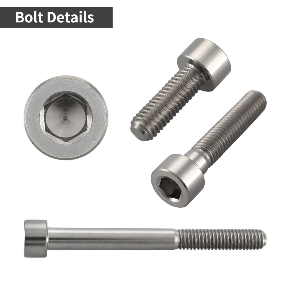 チタンボルト M5×20mm P0.8 ストレートキャップボルト スリムヘッド 六角穴付き シルバーカラー 1個 JA2341 | TECHーMASTER | 02