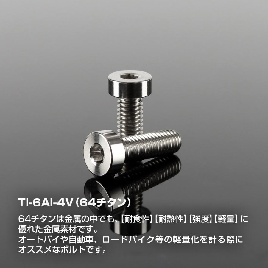 チタンボルト M6×20mm P1.0 ストレートキャップボルト 低頭 スリムヘッド 六角穴付き シルバーカラー 1個 JA2407 | TECHーMASTER | 01
