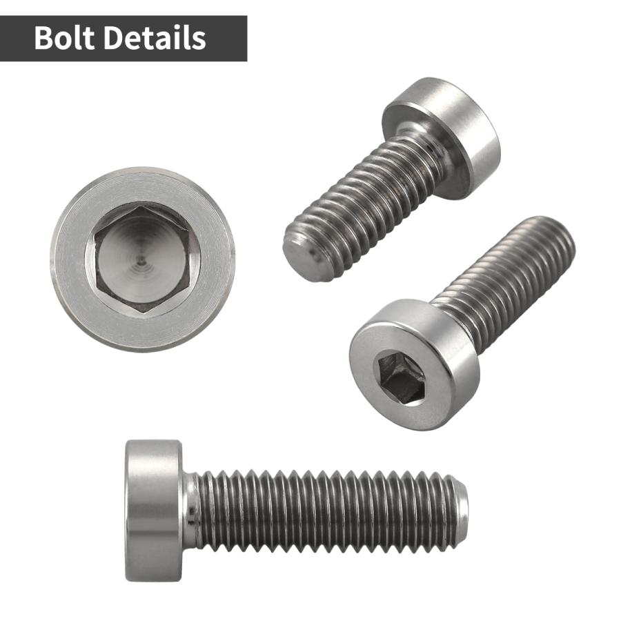 チタンボルト M6×20mm P1.0 ストレートキャップボルト 低頭 スリムヘッド 六角穴付き シルバーカラー 1個 JA2407 | TECHーMASTER | 02