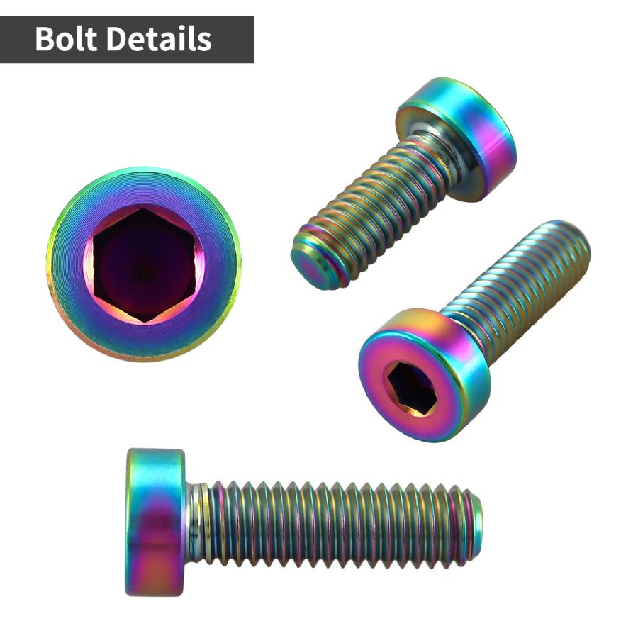 チタンボルト M6×20mm P1.0 ストレートキャップボルト 低頭 スリムヘッド 六角穴付き レインボー 1個 JA2408 | TECHーMASTER | 02